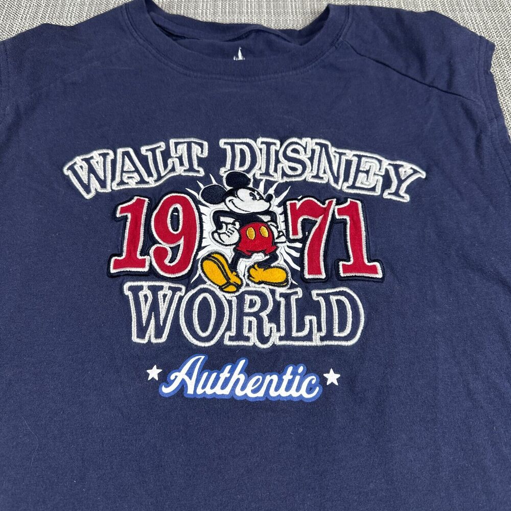 Disney World Shirtโ XL Blue Sleeveless Tank Pullover Embroidered Mickey Mouse